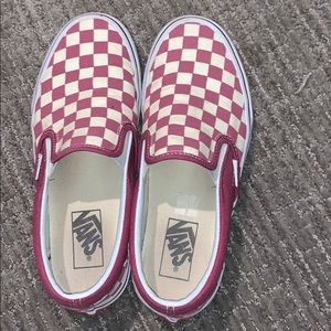 Maroon checkered vans size 7.5